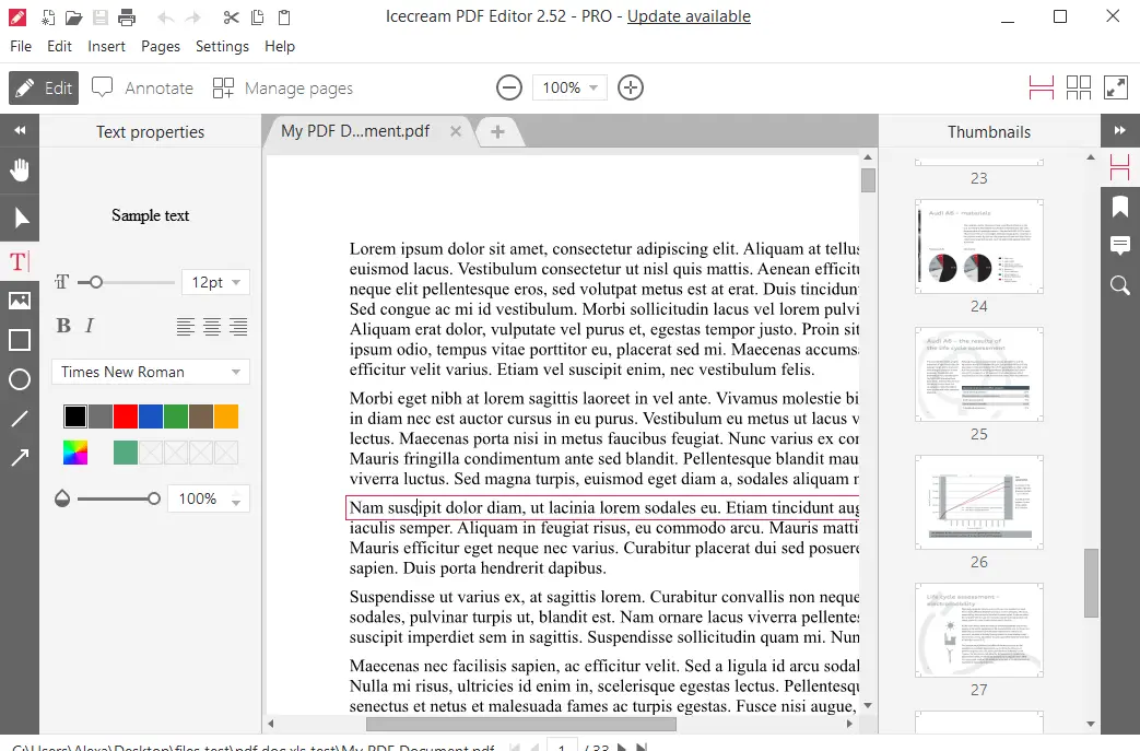 Edit PDF text with Icecream PDF Editor